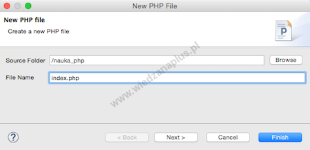 Kreator nowego pliku PHP