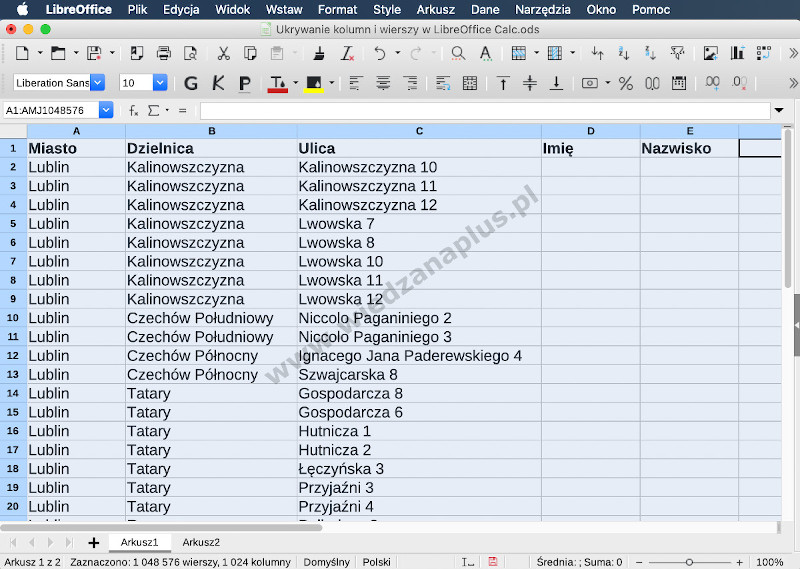 Rys. 5. Odkrywanie kolumn LibreOffice, krok 2/2