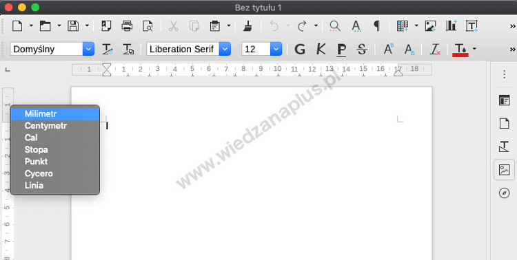Rys. 2. Milimetr na linijce (LibreOffice podstawy)
