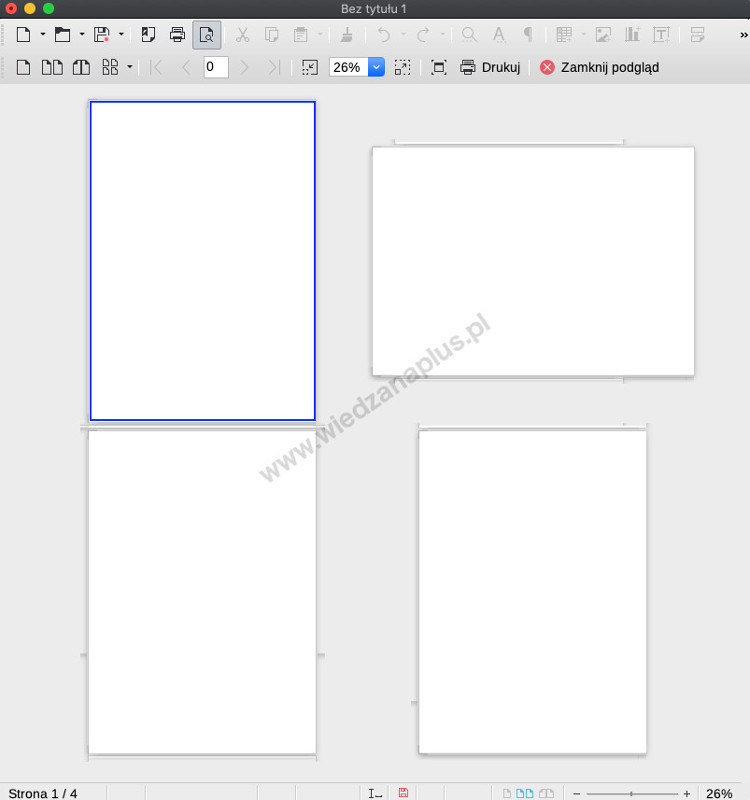 Rys. 7. LibreOffice strona pozioma i pionowa jednocześnie w dokumencie tekstowym