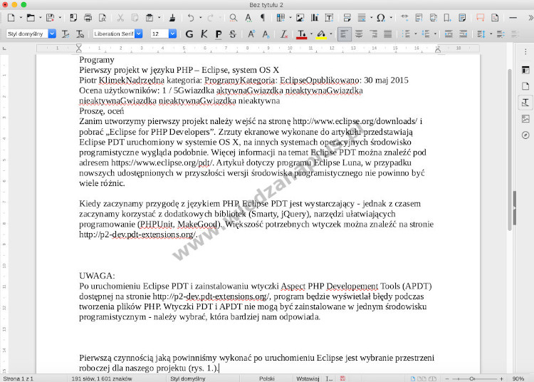 Rys. 6. LibreOffice Writer usuń formatowanie tekstu, krok 4/4